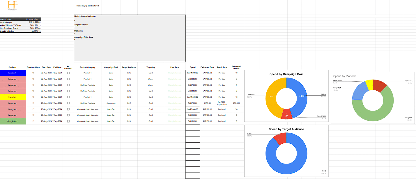 Media plan template preview